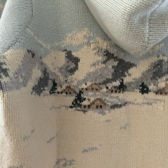 Ralph Lauren Vintage Sweater Sled Dog Scene Hooded Country Lambswool Hanknit 1X - Picture 9 of 11